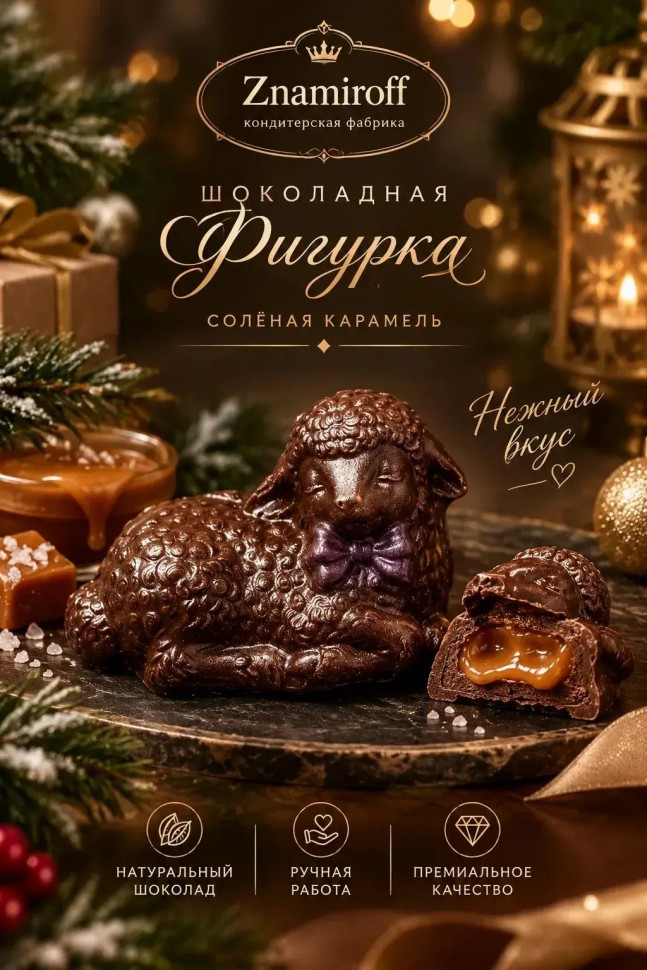  Шоколад фигурный "Овечка спящая" молочный шоколад с начинкой солёная карамель(блок 5шт по 70г) в Воткинске