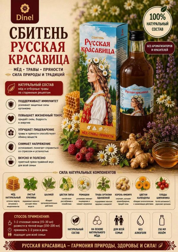 №3 Сбитень Русская красавица, 250мл в Воткинске