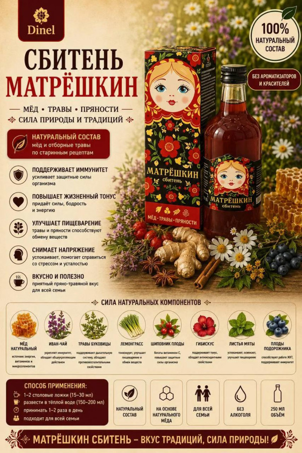 №3 Сбитень Матрёшкин, 250мл  в Воткинске