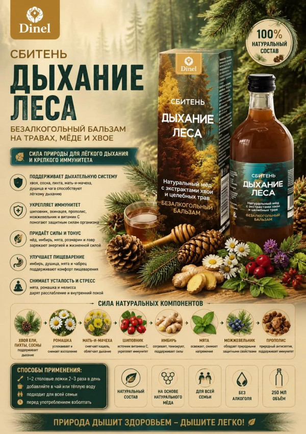 №3 Сбитень Дыхание леса, 250мл  в Воткинске